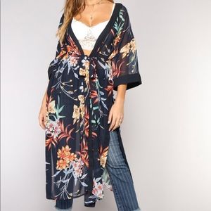 Tropical state of mind kimono navy multi